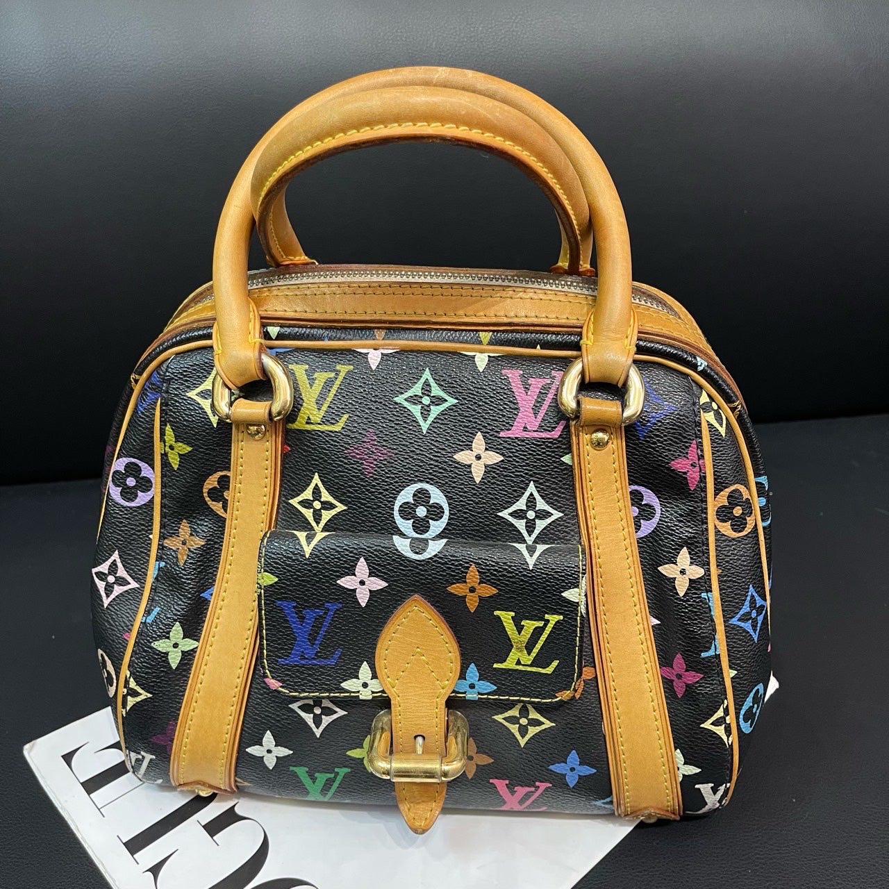 Louis Vuitton Multicolor Monogram Black Canvas Bag Medium