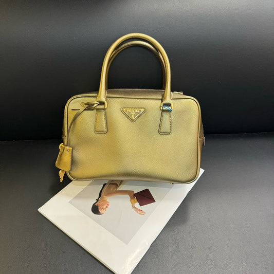 Prada Boston Metallic Gold Handbag