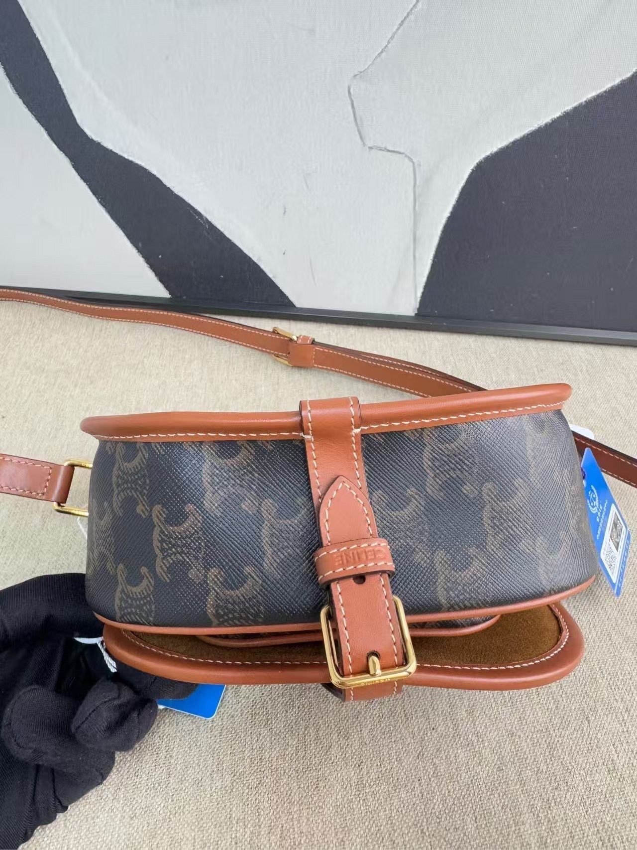 Luxury CELINE Vintage Brown Saddle Bag -  Designer Handbag