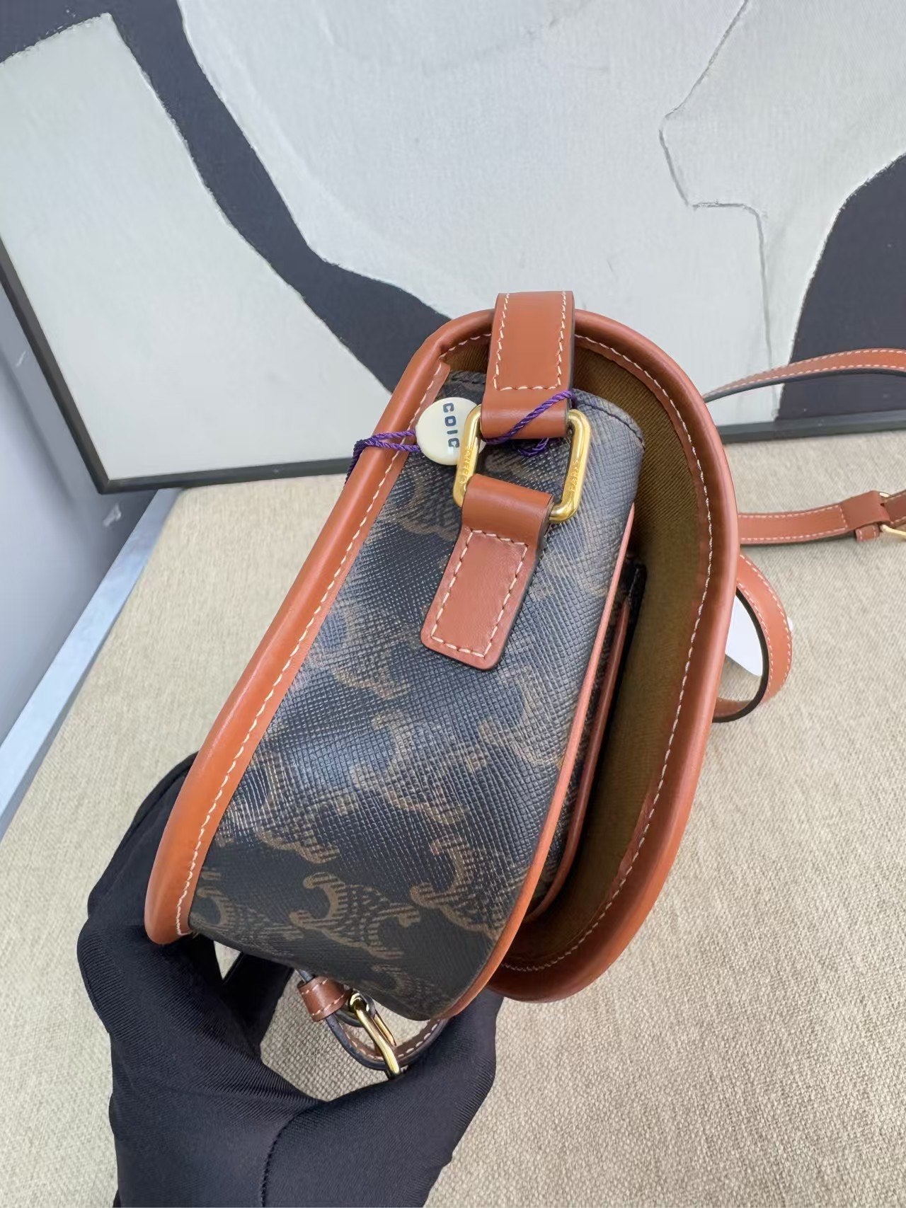 Luxury CELINE Vintage Brown Saddle Bag -  Designer Handbag