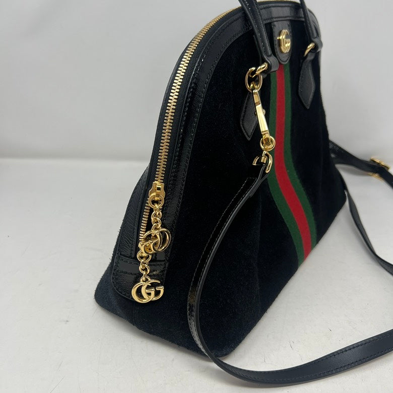 Gucci   Suede & Leather 2way Handbag AF462 Black