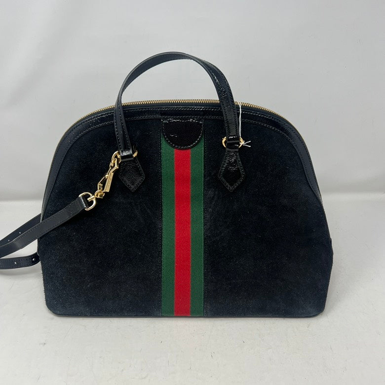 Gucci   Suede & Leather 2way Handbag AF462 Black