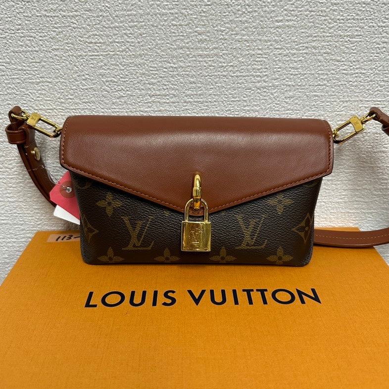 Louis Vuitton V7777 Monogram Chocolate Leather Shoulder Bag