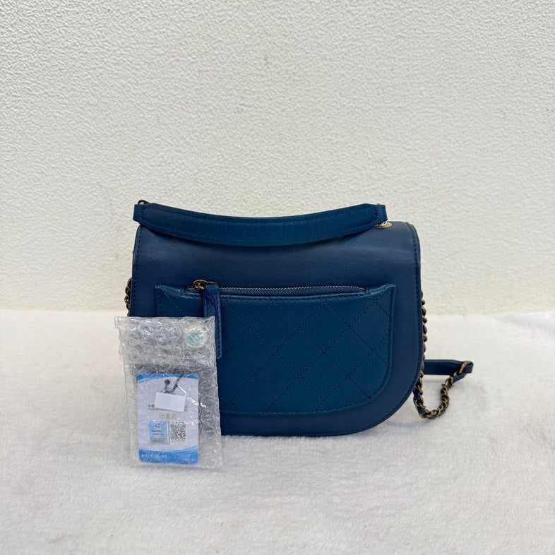 Chanel Blue Leather Flap Shoulder Bag