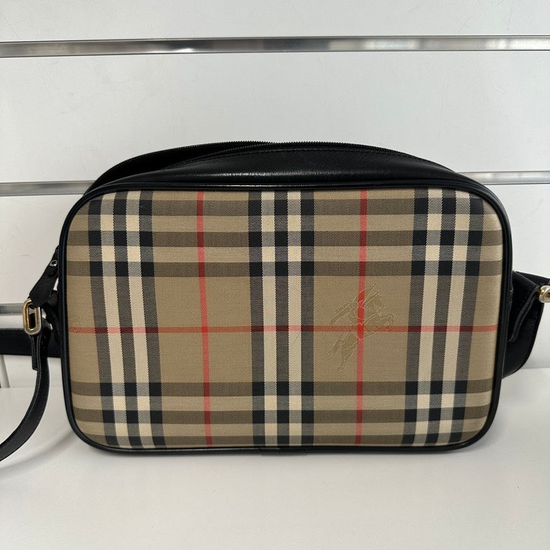 Luxury Burberry Check Plaid Beige Crossbody Bag 9363