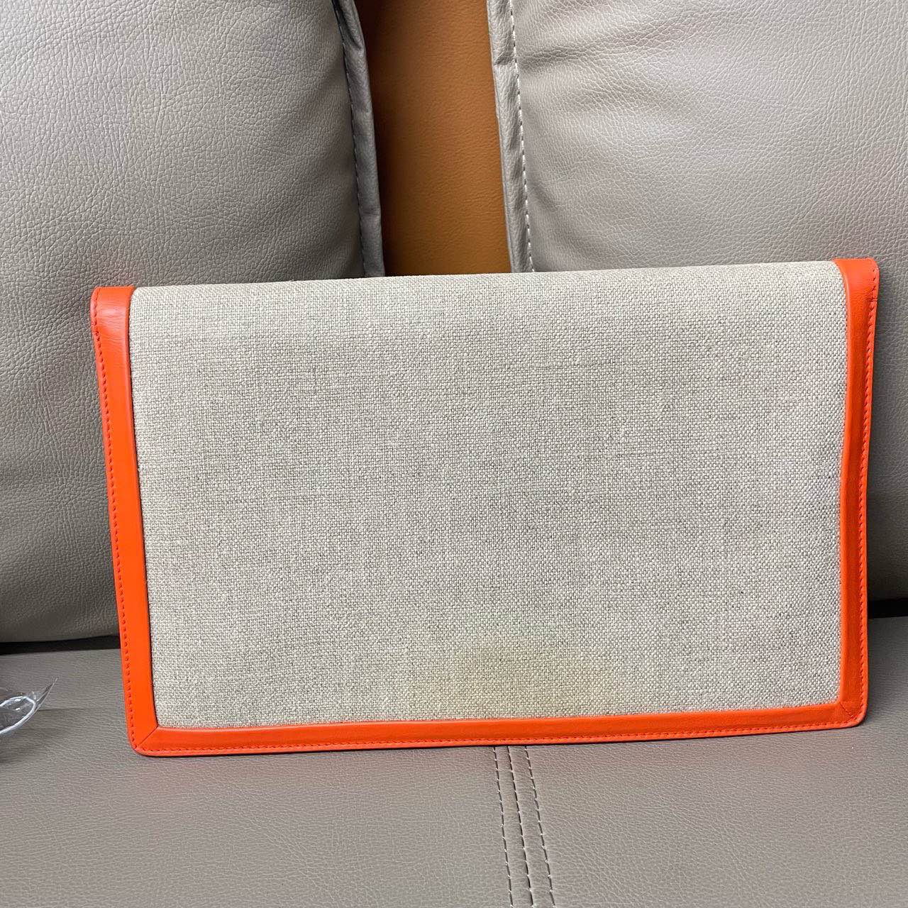 New  Luxury CELINE Clutch in Orange Canvas