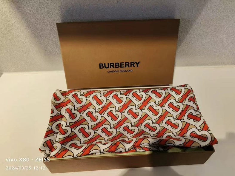Luxury Burberry Monogram Red OS  Scarf
