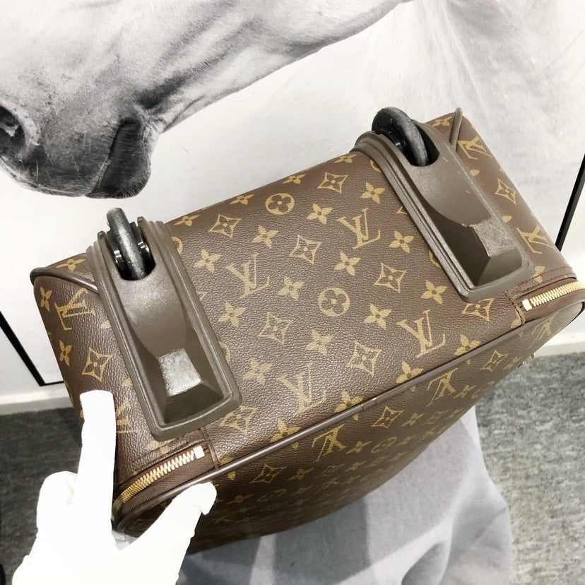 Louis Vuitton Monogram Canvas Travel Trunk Bag Brown Luggage 35x45cm
