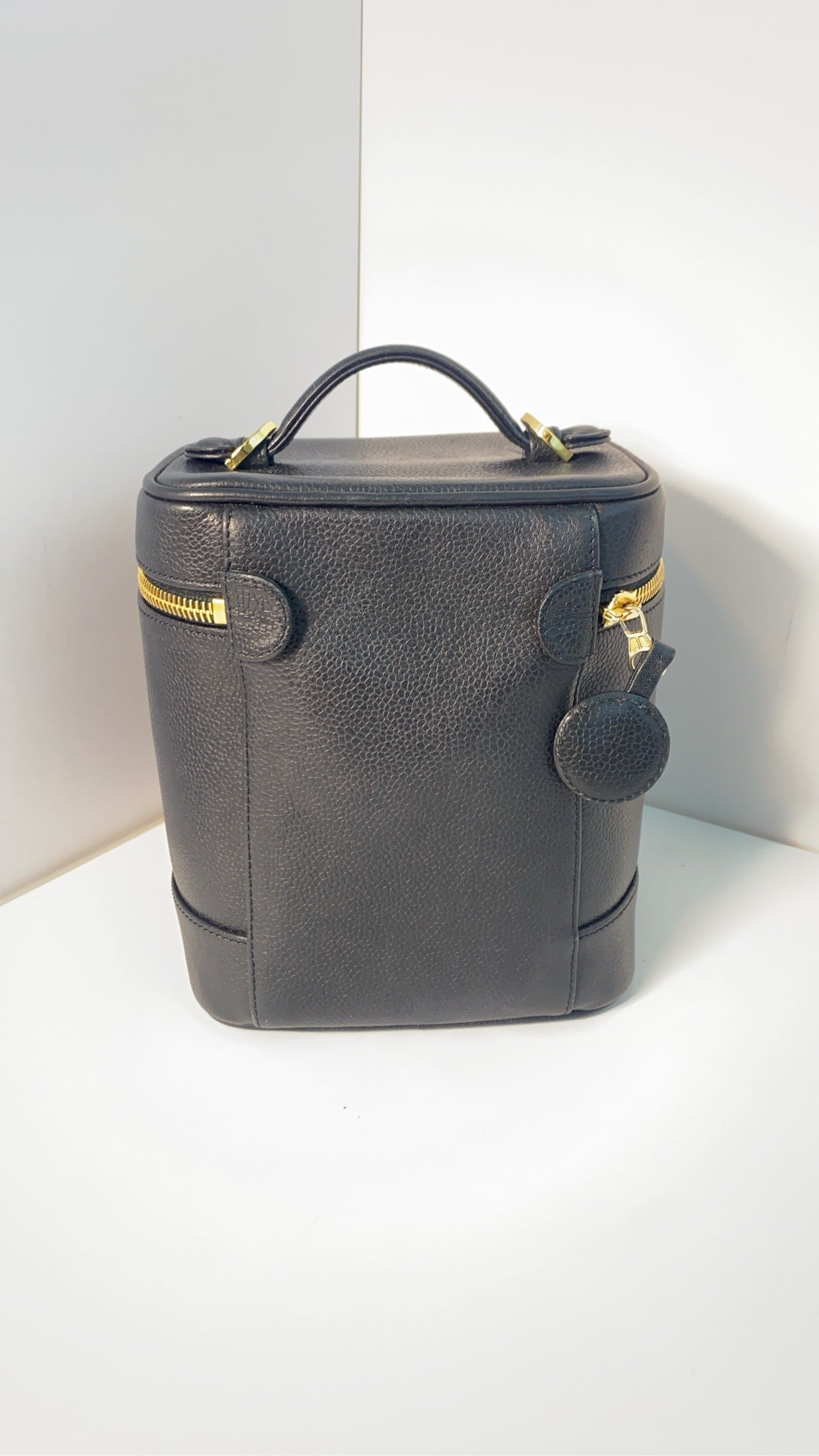 Chanel Black Leather Vanity Case Bag