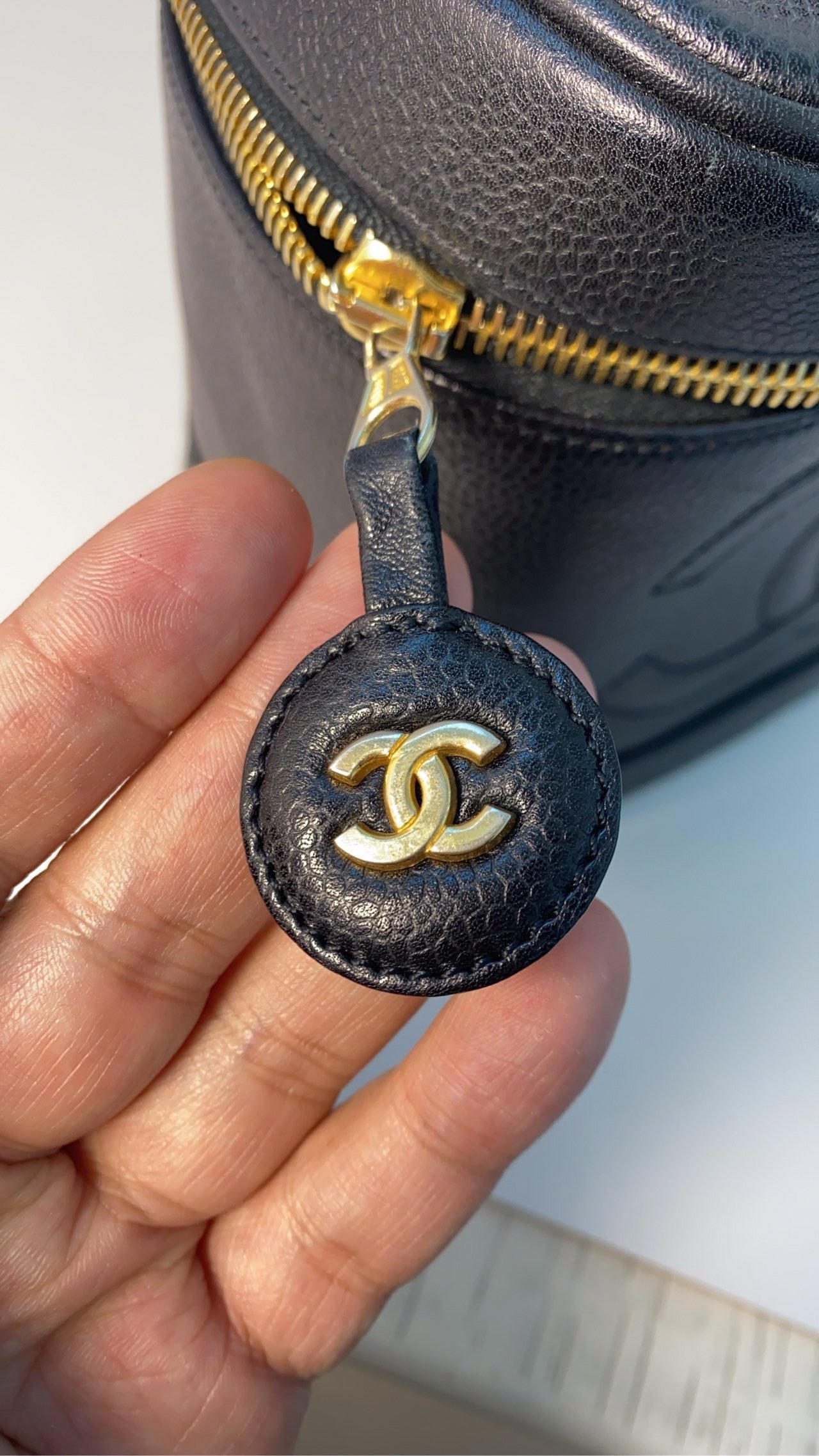 Chanel Black Leather Vanity Case Bag
