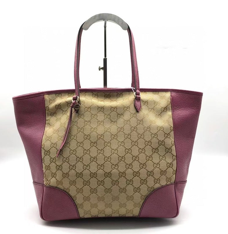 Gucci   GG Canvas Pink Leather Tote Bag CC0150