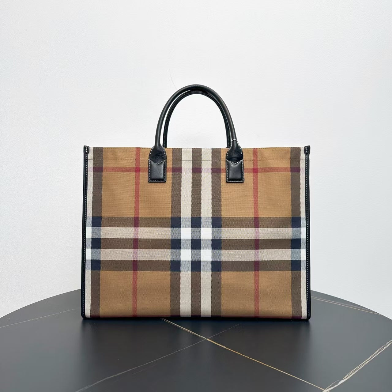 Luxury Burberry Large Two-Way Tote Bag in Classic Check Canvas
