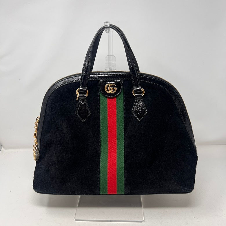 Gucci   Suede & Leather Black 2way Handbag with Strap & Dust Bag