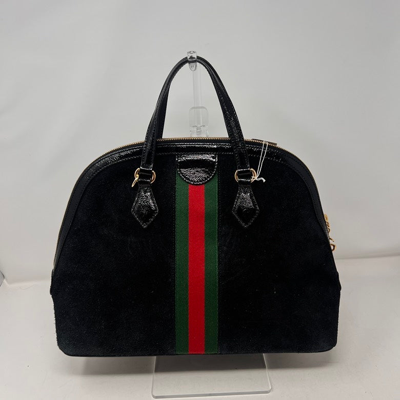Gucci   Suede & Leather Black 2way Handbag with Strap & Dust Bag