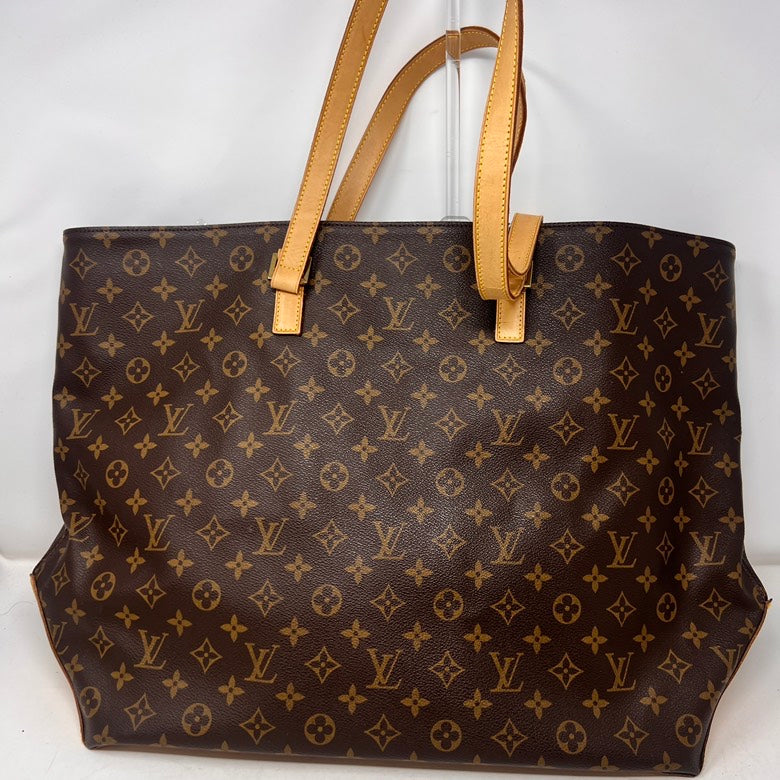 Louis Vuitton AF471 Monogram Canvas Brown Leather Tote Bag