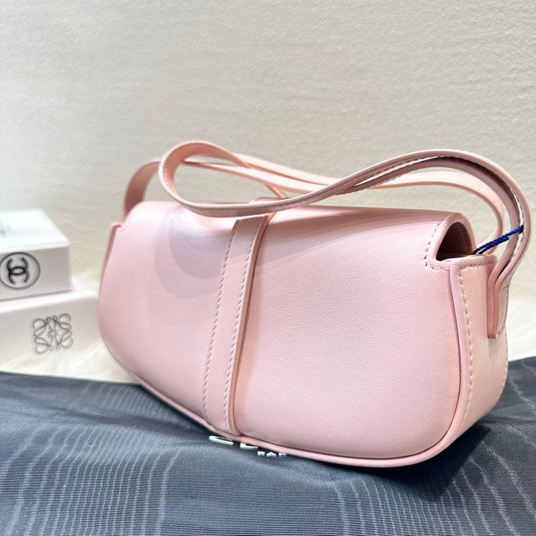 Luxury CELINE Ava Pink Leather Shoulder Bag