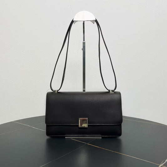 Luxury CELINE Vintage Black Leather Shoulder Bag