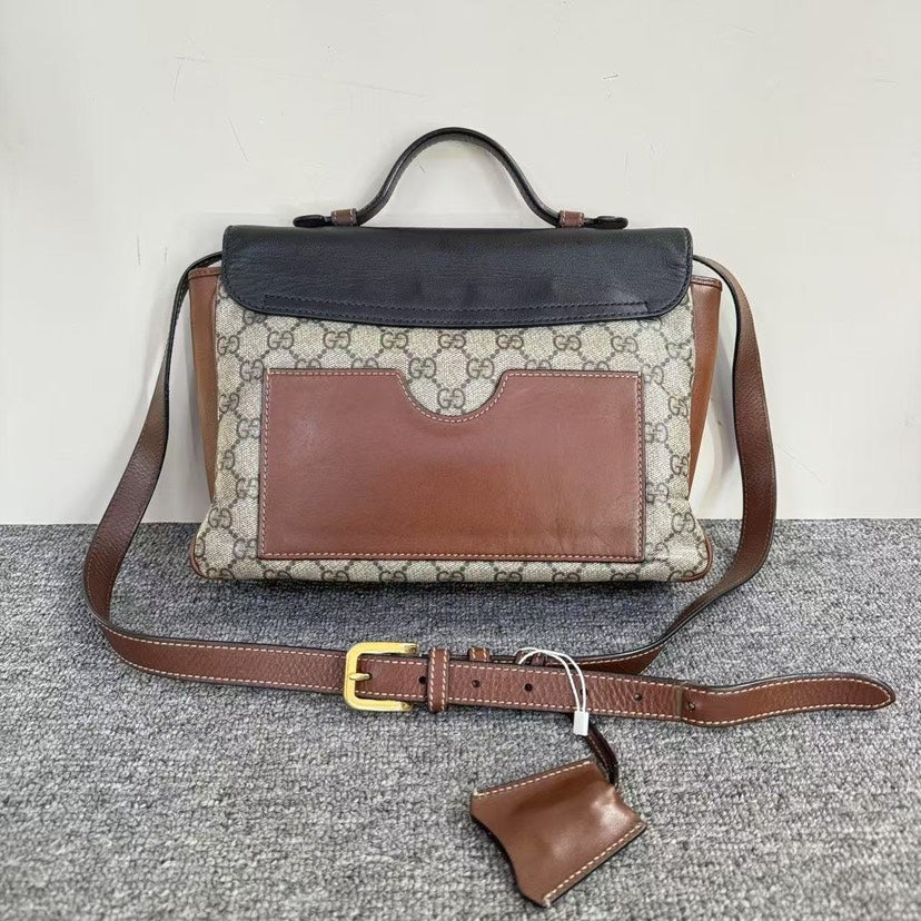 Gucci   Padlock Bag Black/Brown GG Canvas Shoulder Bag