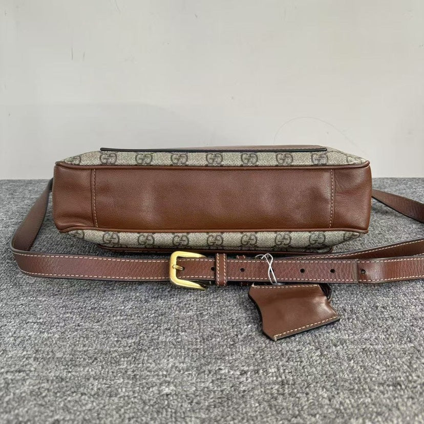 Gucci   Padlock Bag Black/Brown GG Canvas Shoulder Bag