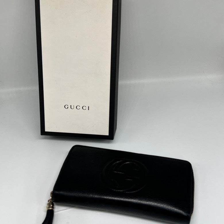 Gucci   Leather Long Wallet 487 Black