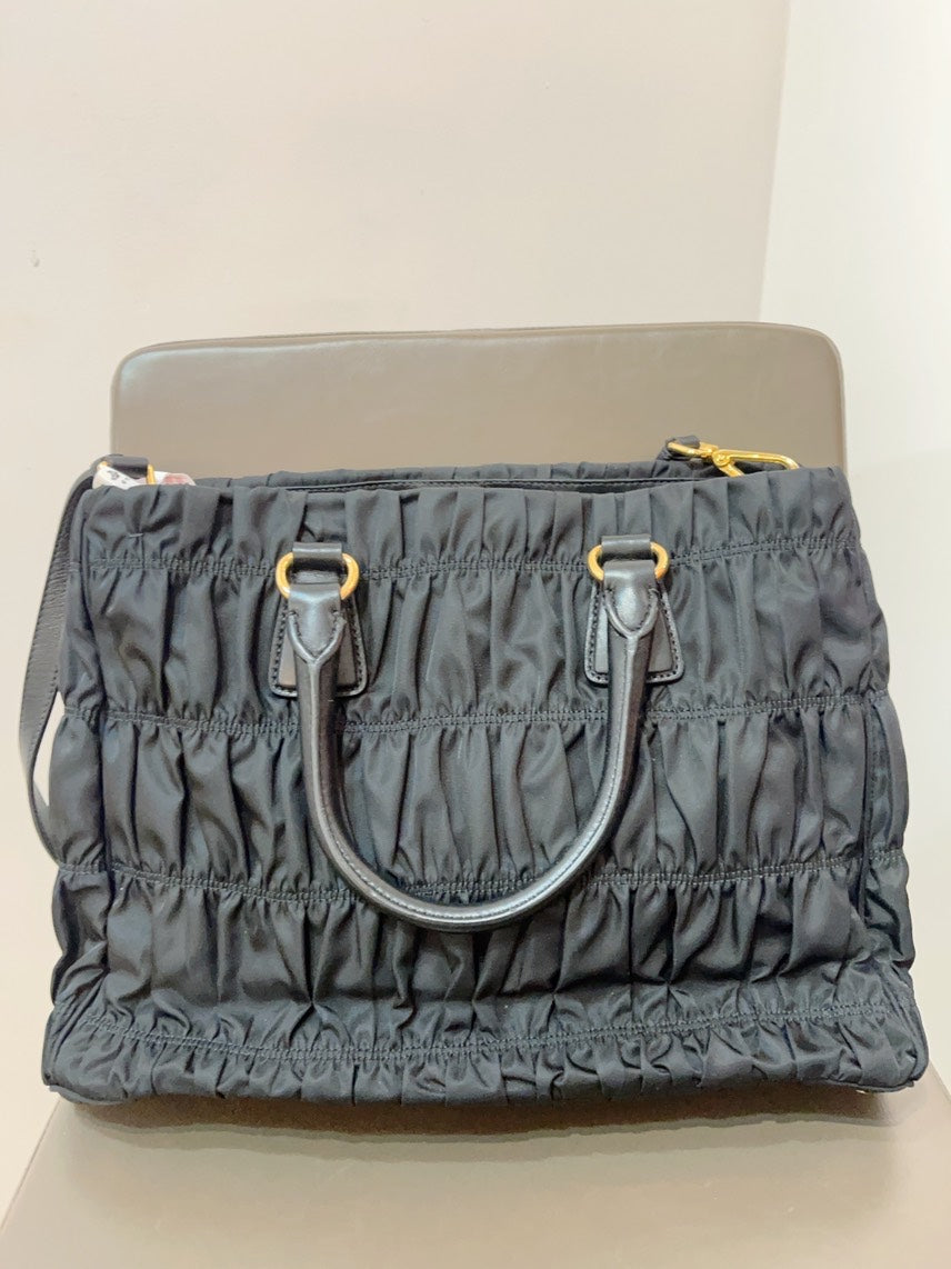 Prada Classic 2Ways Tote in Black Nylon -  Designer Bag