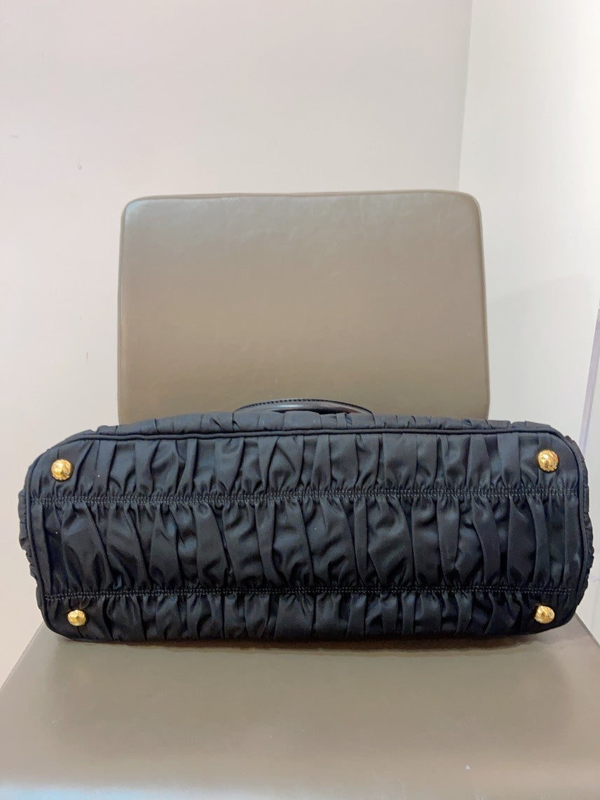 Prada Classic 2Ways Tote in Black Nylon -  Designer Bag