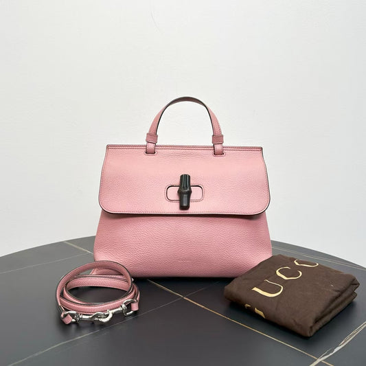 Gucci Pink Bamboo Top Handle Bag -   Two-Way Style