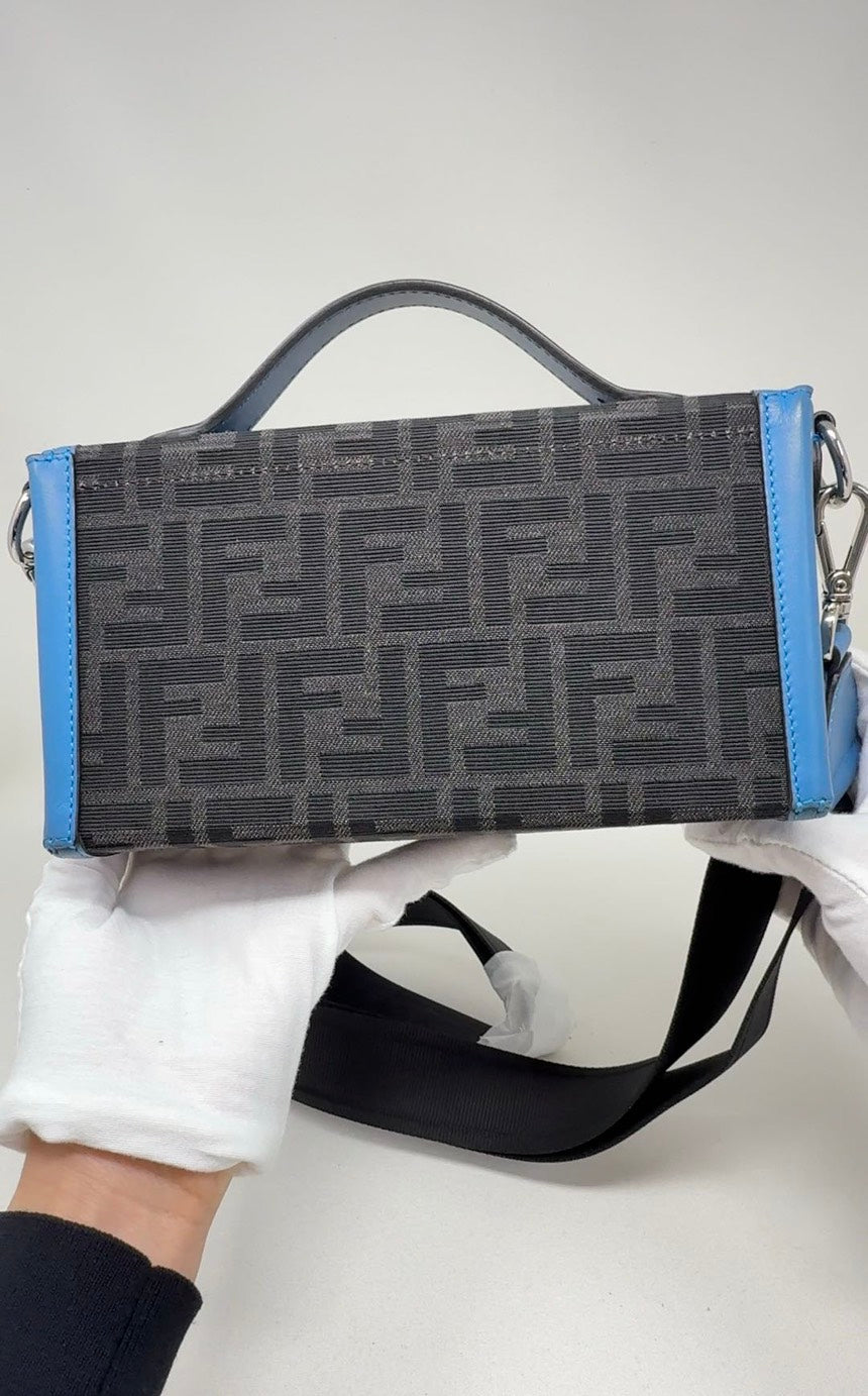 FENDI Baguette Cloth Handbag Blue B23-64