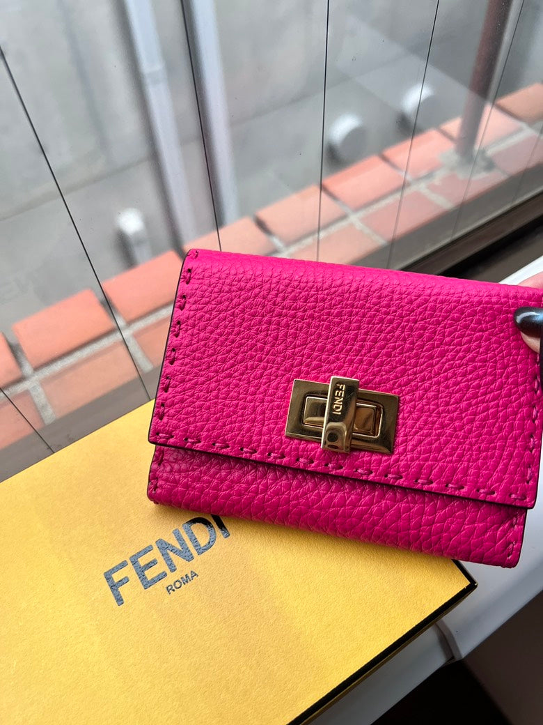 Fendi  Leather Compact Wallet AG093 Pink