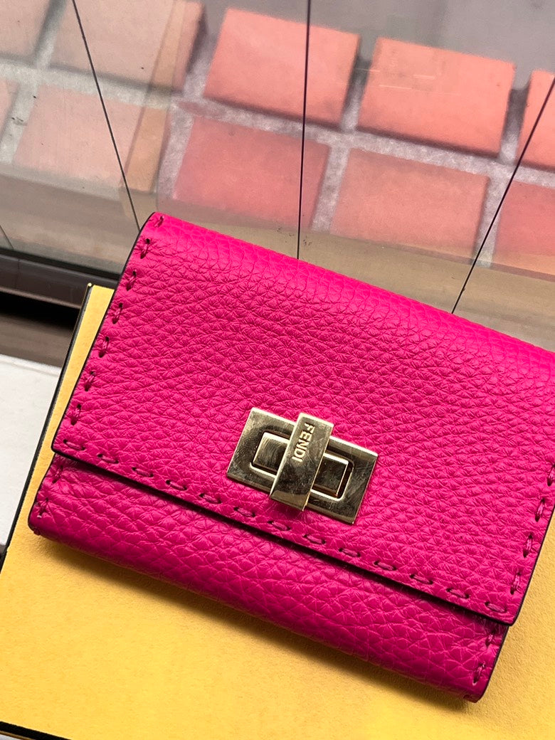 Fendi  Leather Compact Wallet AG093 Pink