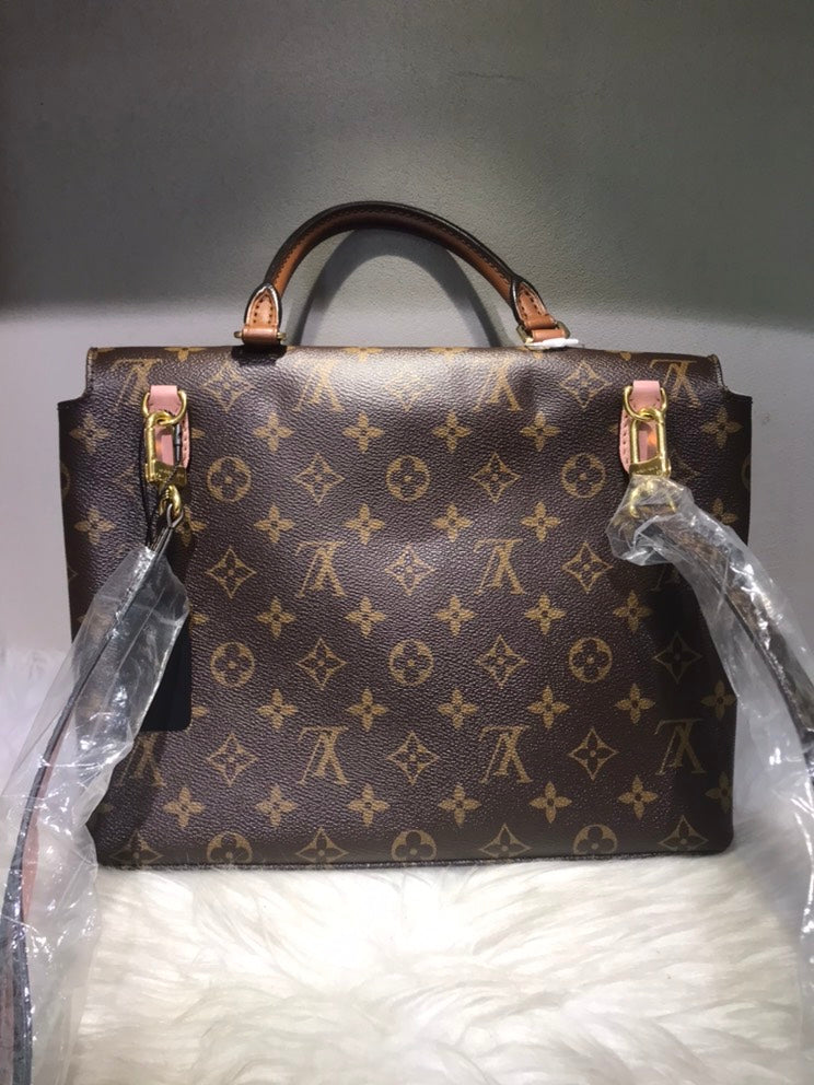 Louis Vuitton Monogram Canvas and Pink Leather Satchel Bag