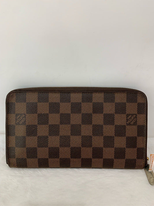 LOUIS VUITTON Damier Ebene Canvas Hand Bag Wallet Brown Clutch