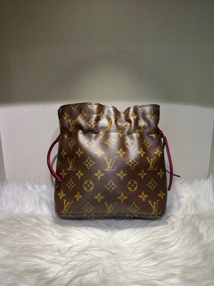 Louis Vuitton Monogram Brown Drawstring Bucket Bag -  NO STRAP