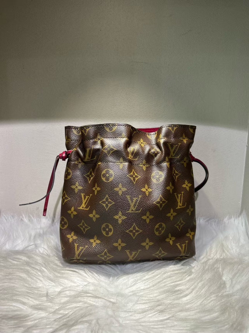 Louis Vuitton Monogram Brown Drawstring Bucket Bag -  NO STRAP