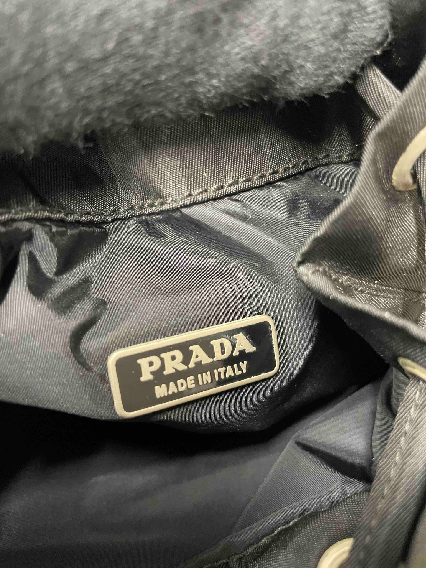 Prada Nylon Pouch RE75949500 Black Bucket Bag