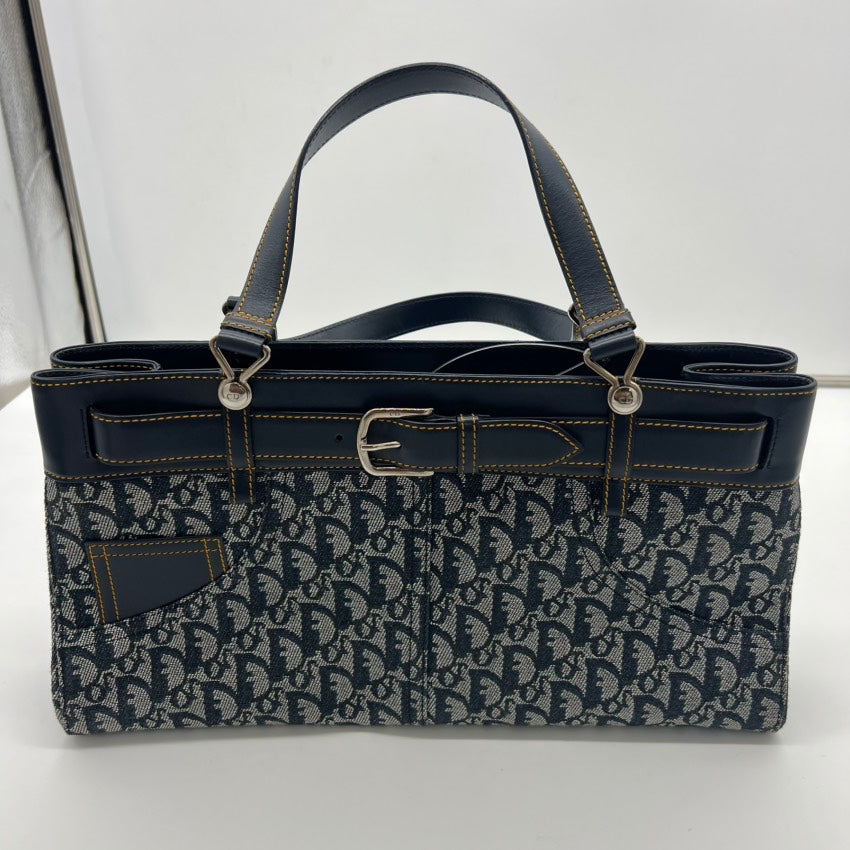 Dior   A8028 Navy Canvas Shoulder Bag