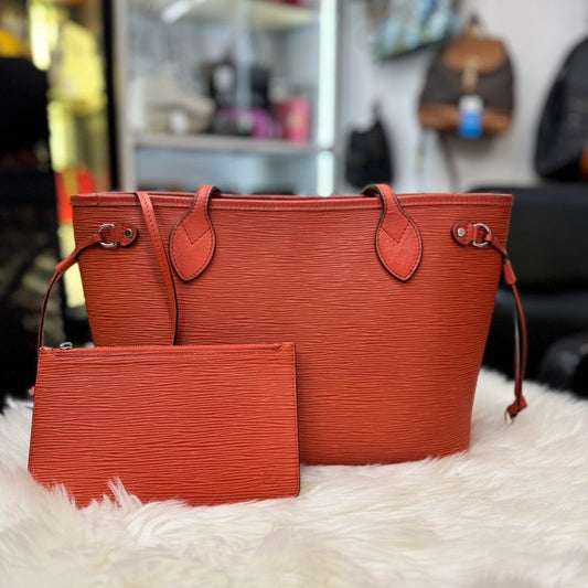 Louis Vuitton Epi Neverfull PM Orange Tote Bag