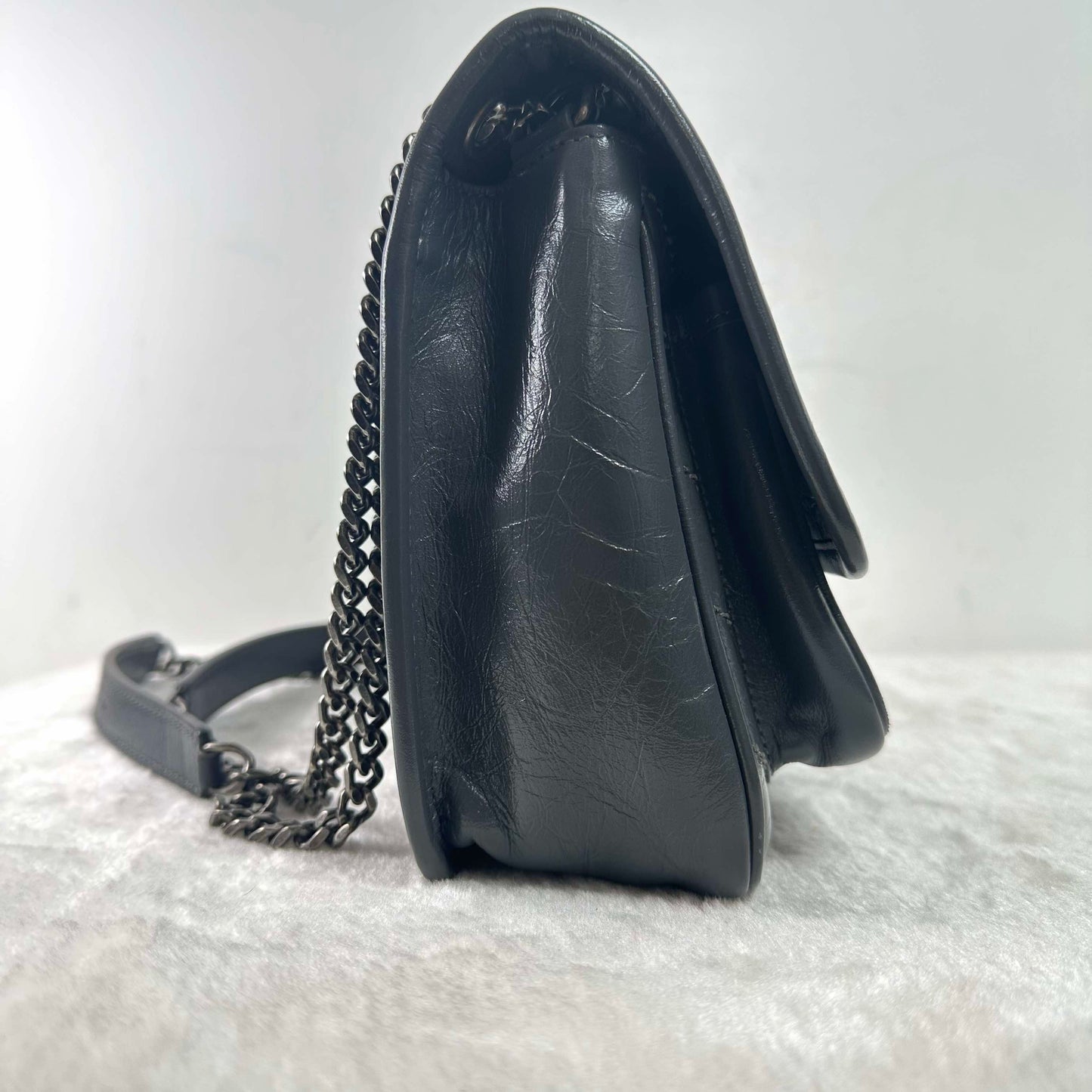 TT!   Yves Saint Laurent Calfskin BJ1102105010 Saint Laurent Niki Dark Grey Cowskin Shoulder