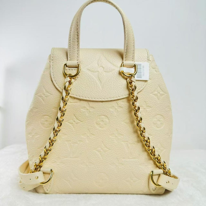 TT!  Louis Vuitton BJ11021L05017 Montsouris Cream Empreinte Leather Cowskin Backpack