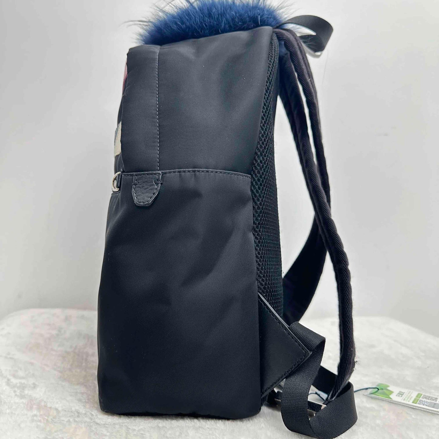 Fendi Monster Black & Pink Nylon Leather Trim Backpack  BJ1101504030