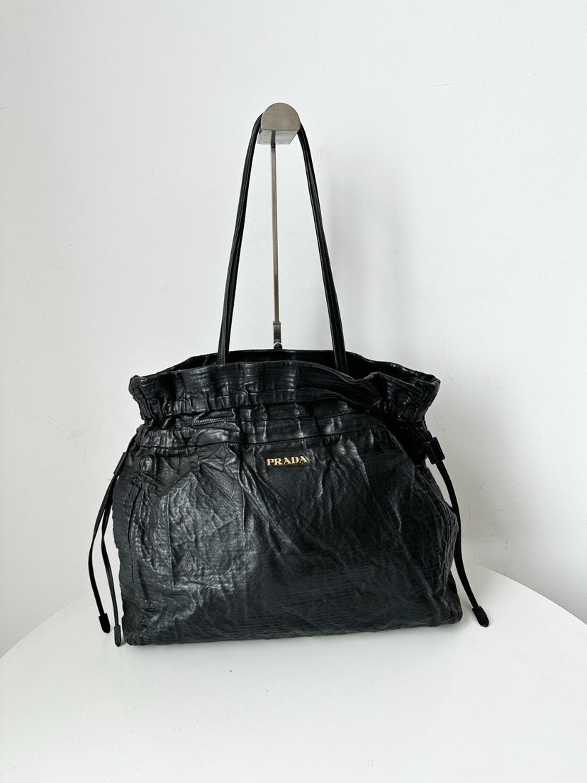 Prada Leather Bag Black 33x29cm