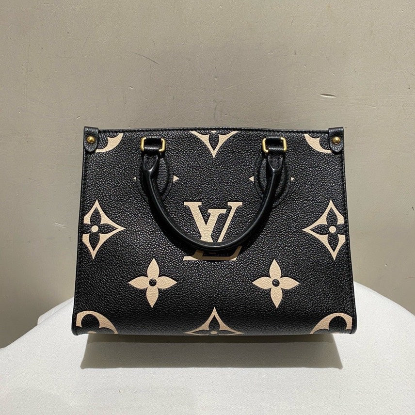 Louis Vuitton On the Go Small Tote Black Leather Bag