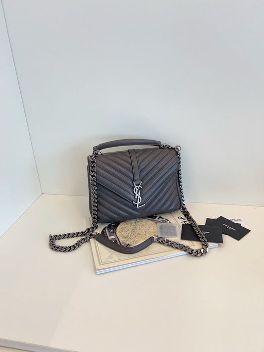 YSL Saint Laurent College Mini Bag Gray 117978 23x17x5cm