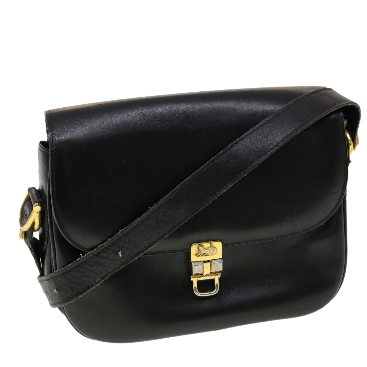 Luxury CELINE Horse Carriage Shoulder Bag Leather Black  rd4963