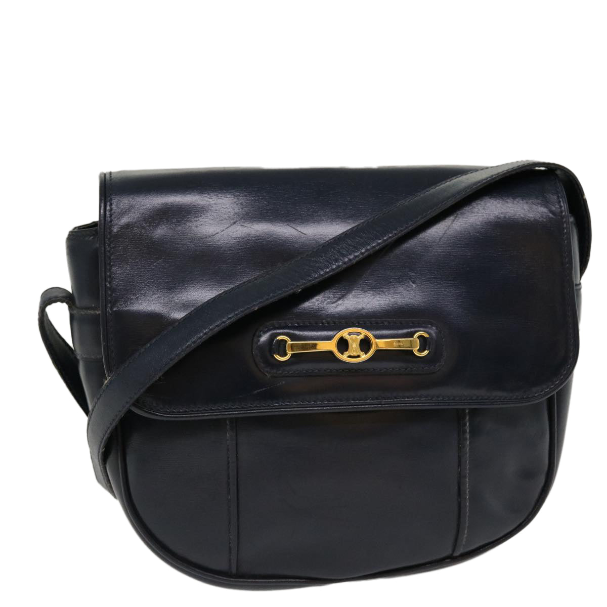 Luxury CELINE Shoulder Bag Leather Navy  rd5176