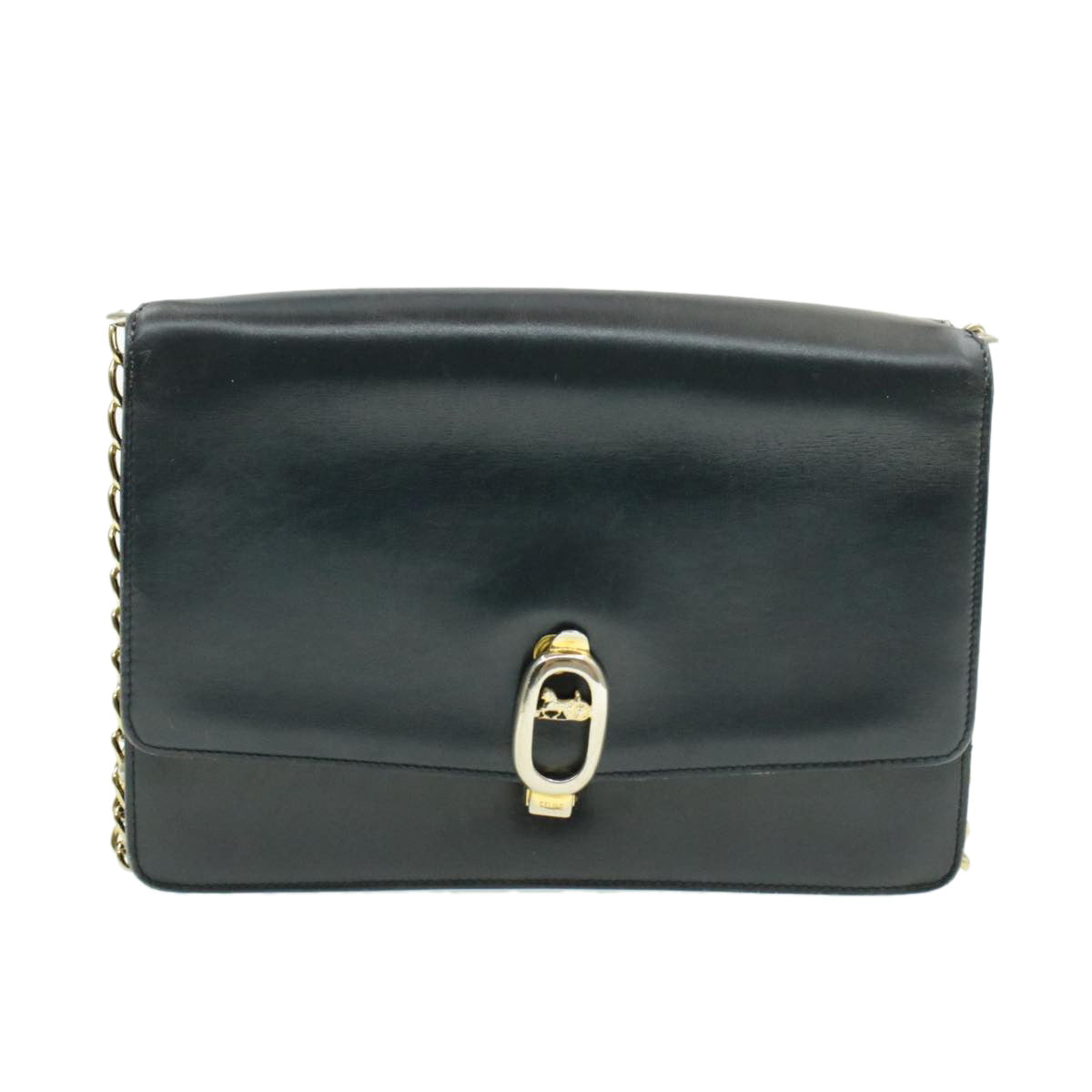 Luxury CELINE Horse Carriage Chain Shoulder Bag Leather Navy  rd740