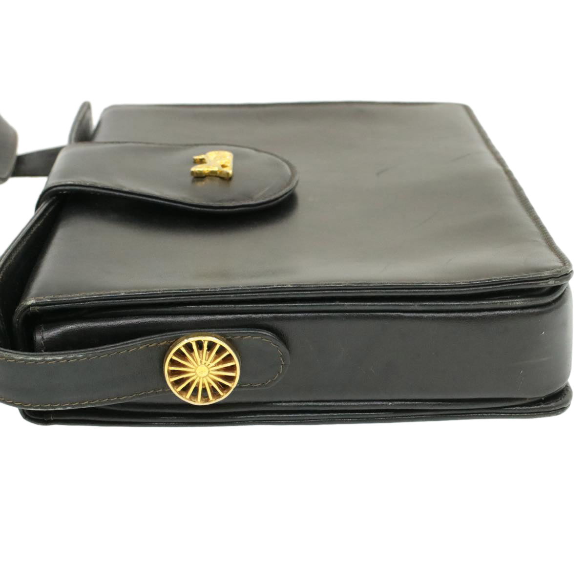 Luxury CELINE Horse Carriage Shoulder Bag Black Leather  rd764