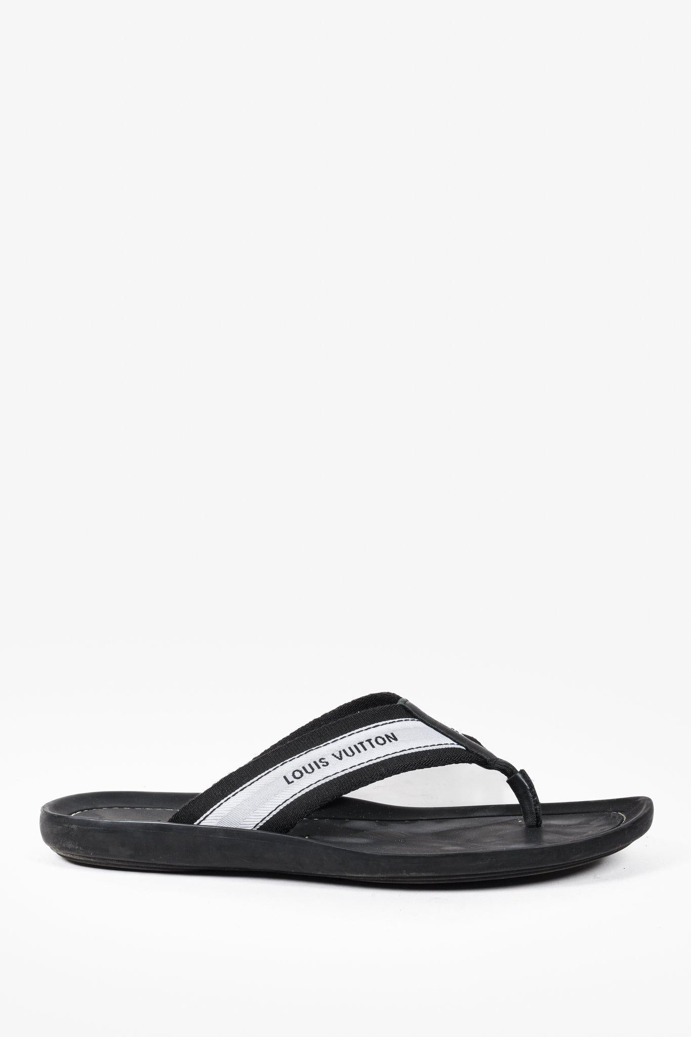 Louis Vuitton Black and White Canvas Flip Flops