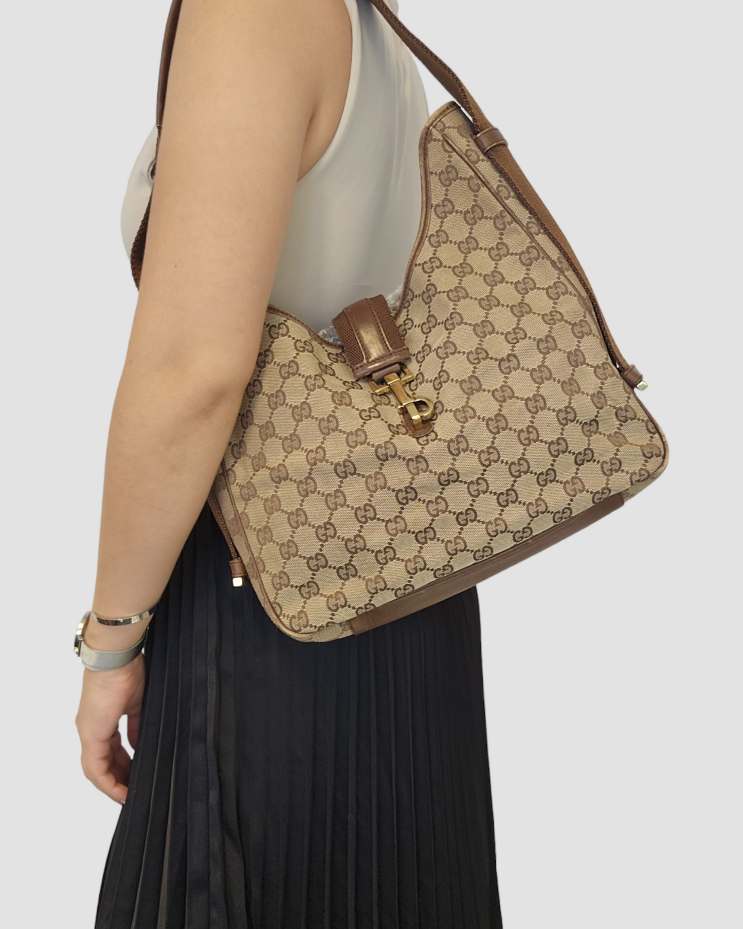 Gucci Leather Canvas Shoulder Bag