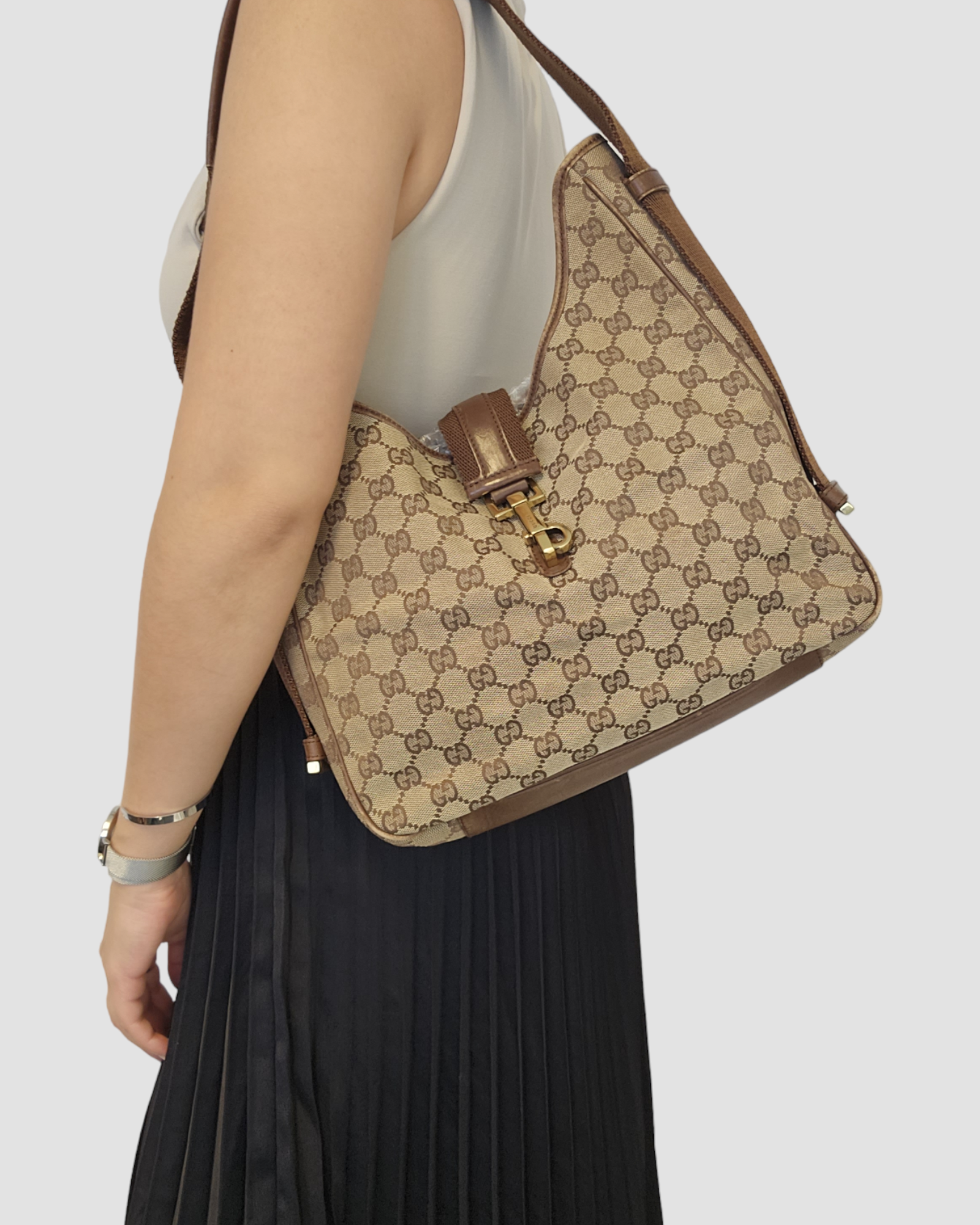 Gucci Leather Canvas Shoulder Bag